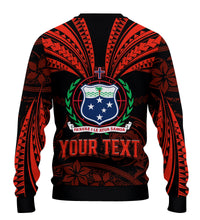 (Custom Personalised) Samoa Tatau Sweater Red Polynesian Ula Nifo LT13 - Polynesian Pride