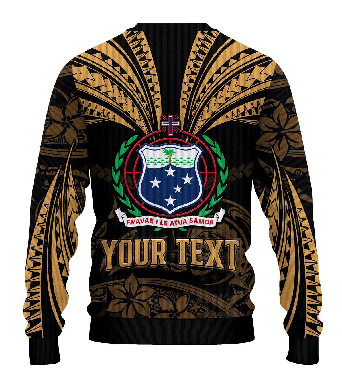 (Custom Personalised) Samoa Tatau Sweater Gold Polynesian Ula Nifo LT13 - Polynesian Pride