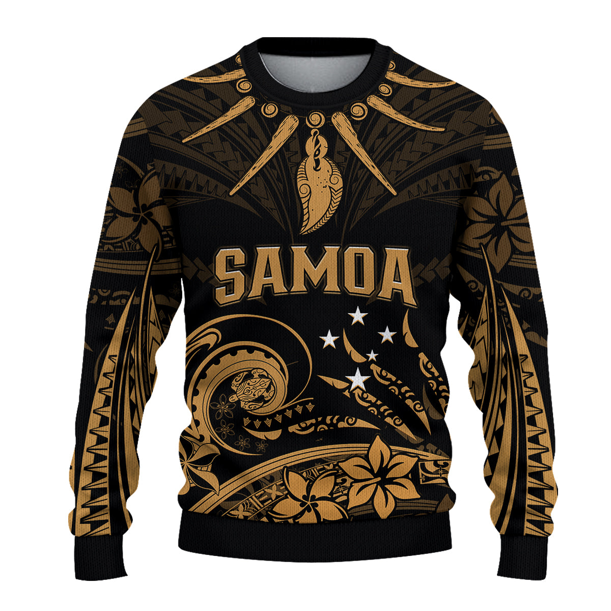 (Custom Personalised) Samoa Tatau Sweater Gold Polynesian Ula Nifo LT13 Unisex Gold - Polynesian Pride