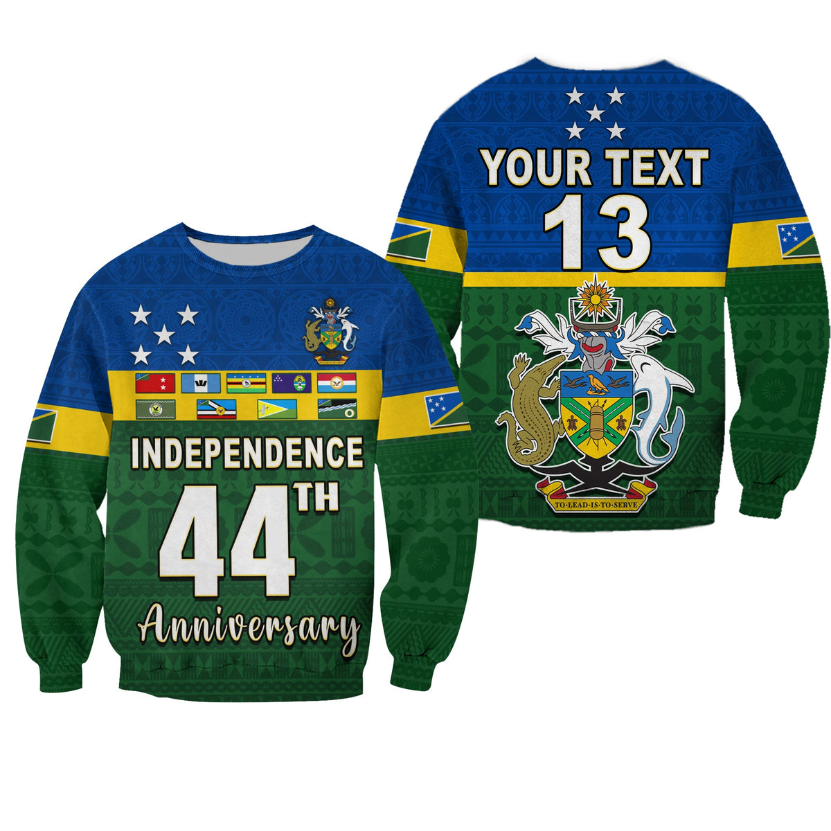 (Custom Text and Number) Solomon Islands National Day Sweatshirt Independence Day Tapa Pattern LT13 Unisex Green - Polynesian Pride