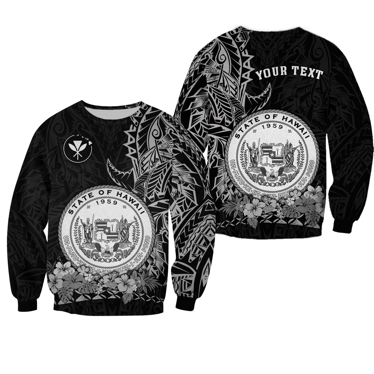 (Custom Personalised) Hawaiian Polynesian Sweatshirt White Seal of Hawaii LT13 Unisex White - Polynesian Pride