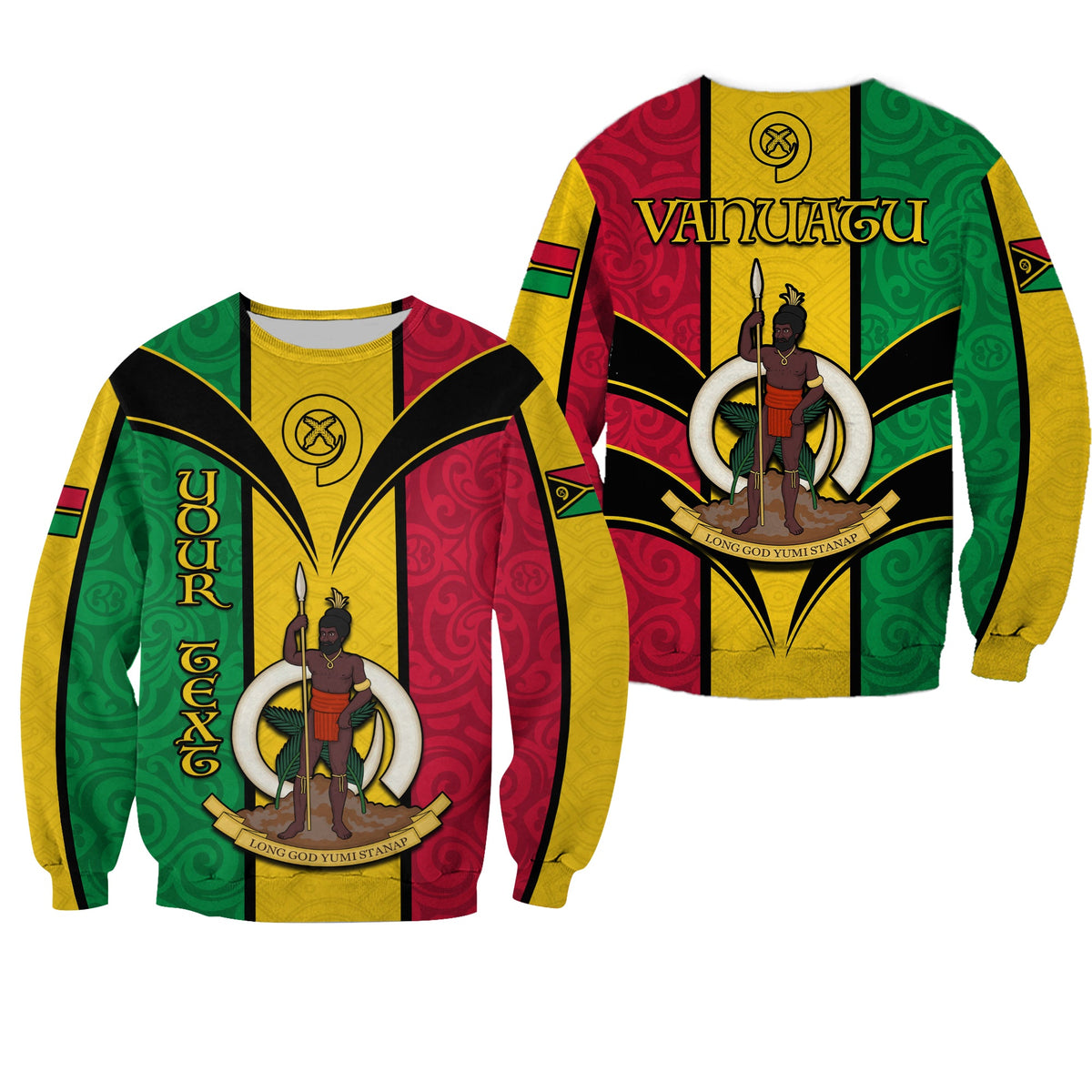 (Custom Personalised) Vanuatu Sweatshirt Pig Tusk Polynesian LT13 Unisex Yellow - Polynesian Pride