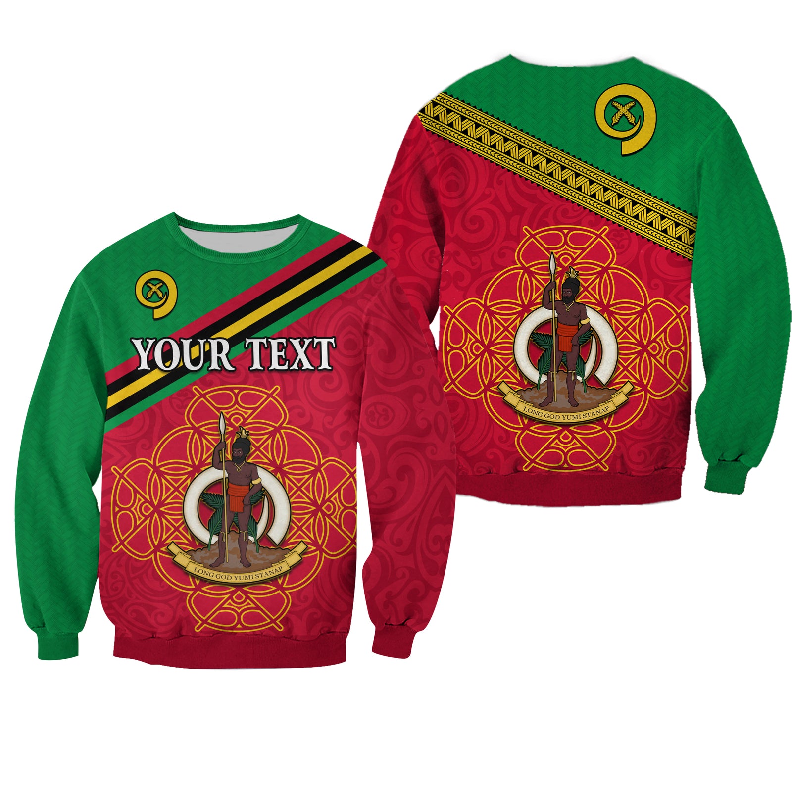 (Custom Personalised) Vanuatu Sweatshirt Pattern Sand Drawing LT13 Unisex Red - Polynesian Pride