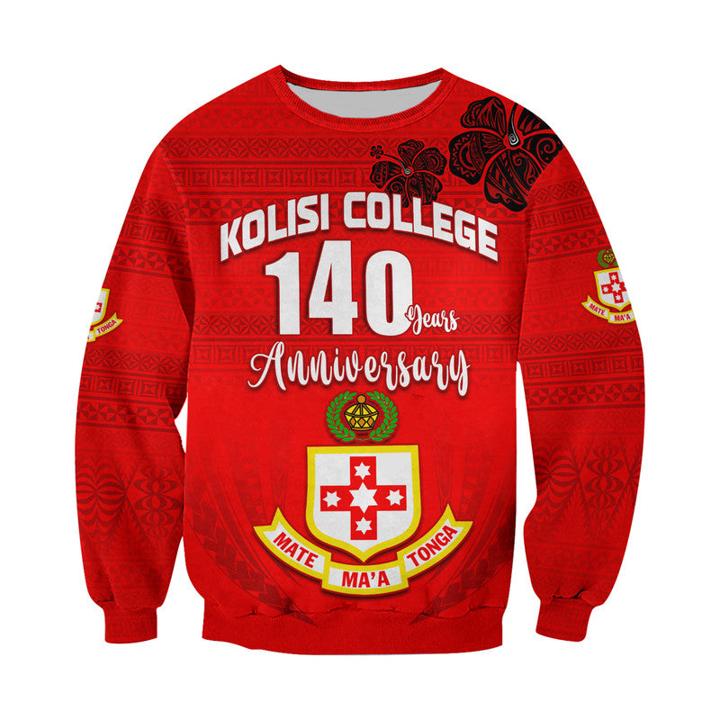 (Custom Text and Number) Kolisi Tonga College Atele Sweatshirt 140 Years Anniversary Tongan Ngatu LT13 - Polynesian Pride