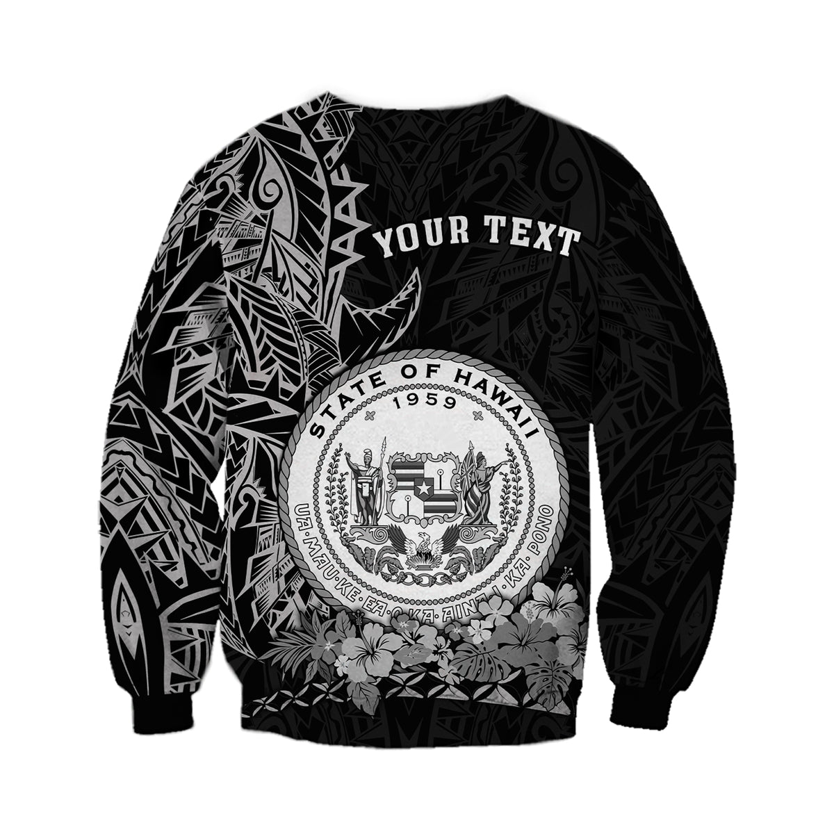 (Custom Personalised) Hawaiian Polynesian Sweatshirt White Seal of Hawaii LT13 - Polynesian Pride