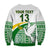 (Custom Text and Number) Tailevu Rugby Sweatshirt Fiji Rugby Tapa Pattern White LT13 - Polynesian Pride