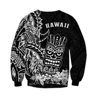 Hawaii Polynesian Sweatshirt White Tiki Masks Hawaiian LT13 - Polynesian Pride