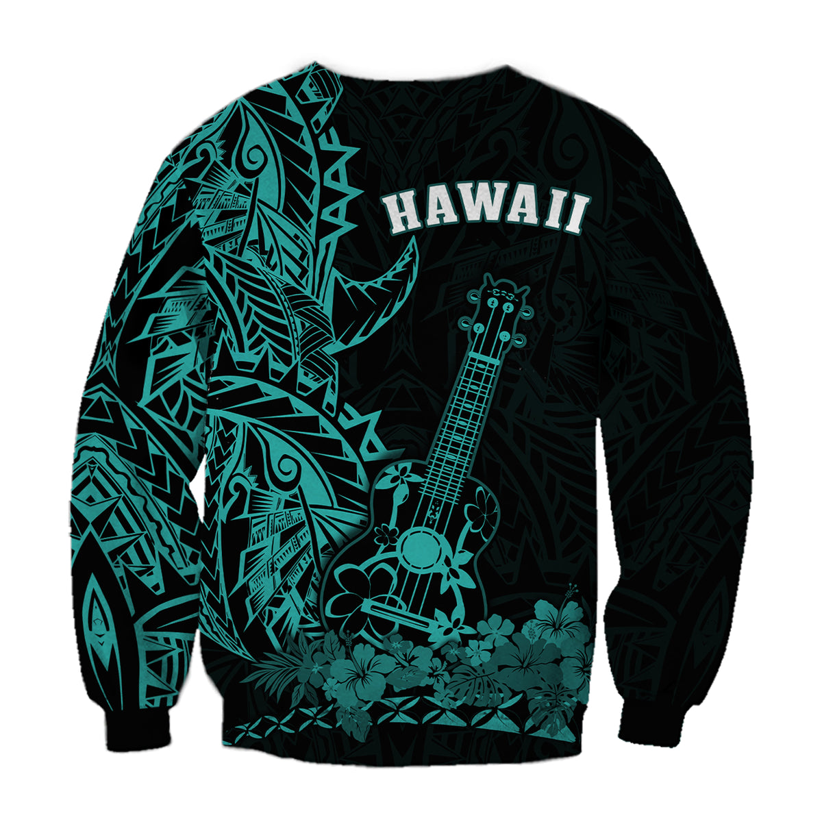 Hawaii Polynesian Sweatshirt Ukulele Turquoise LT13 - Polynesian Pride