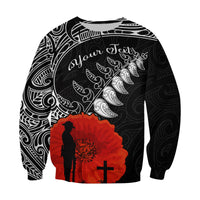 (Custom Personalised) New Zealand Anzac 2022 Sweatshirt Maori Mix Fern Poppy LT13 - Polynesian Pride