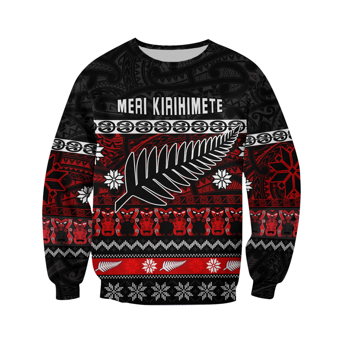 New Zealand Silver Fern Christmas Sweatshirt Maori Meri Kirihimete LT13 - Polynesian Pride