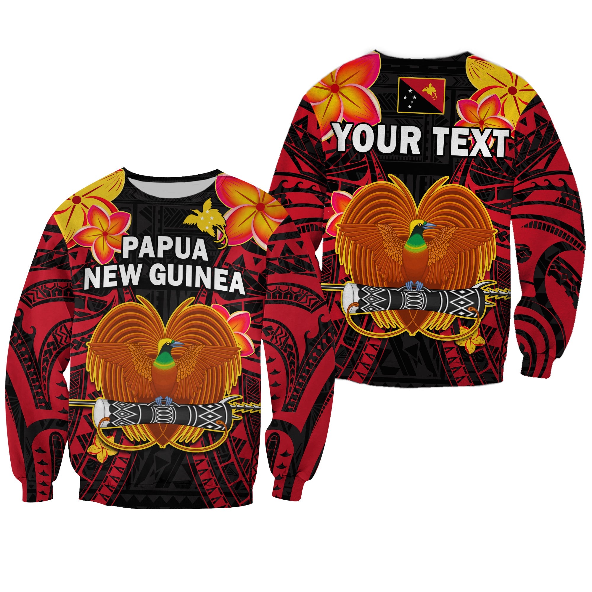 (Custom Personalised) Papua New Guinea Sweatshirt PNG Bird Of Paradise Polynesian Pattern LT14 Unisex Black - Polynesian Pride