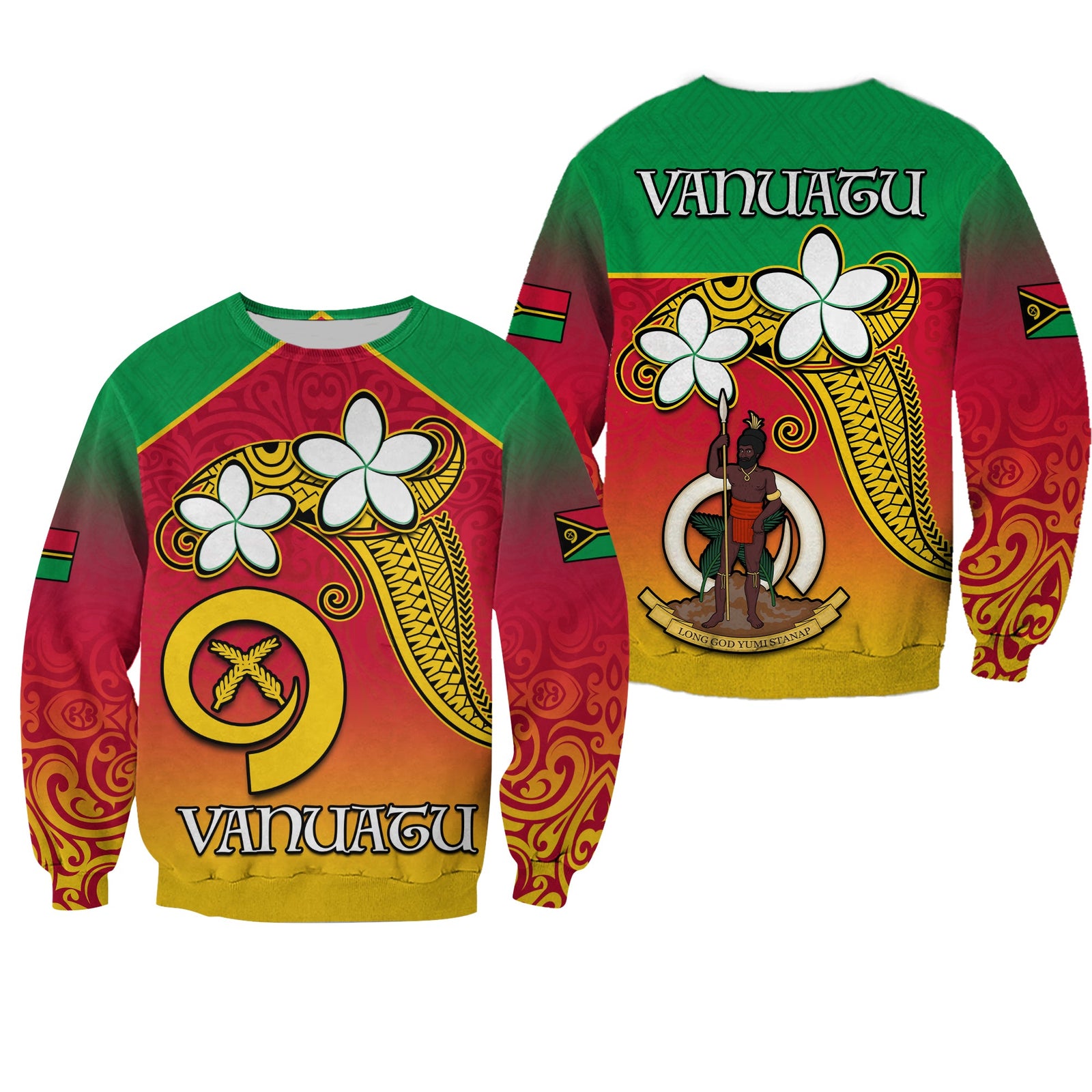 Vanuatu Novelty Sweatshirt Frangipani Tropical Spa Flower LT13 Unisex Red - Polynesian Pride