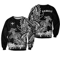 Hawaii Polynesian Sweatshirt Wild Hammerhead Sharks LT13 Unisex Black - Polynesian Pride