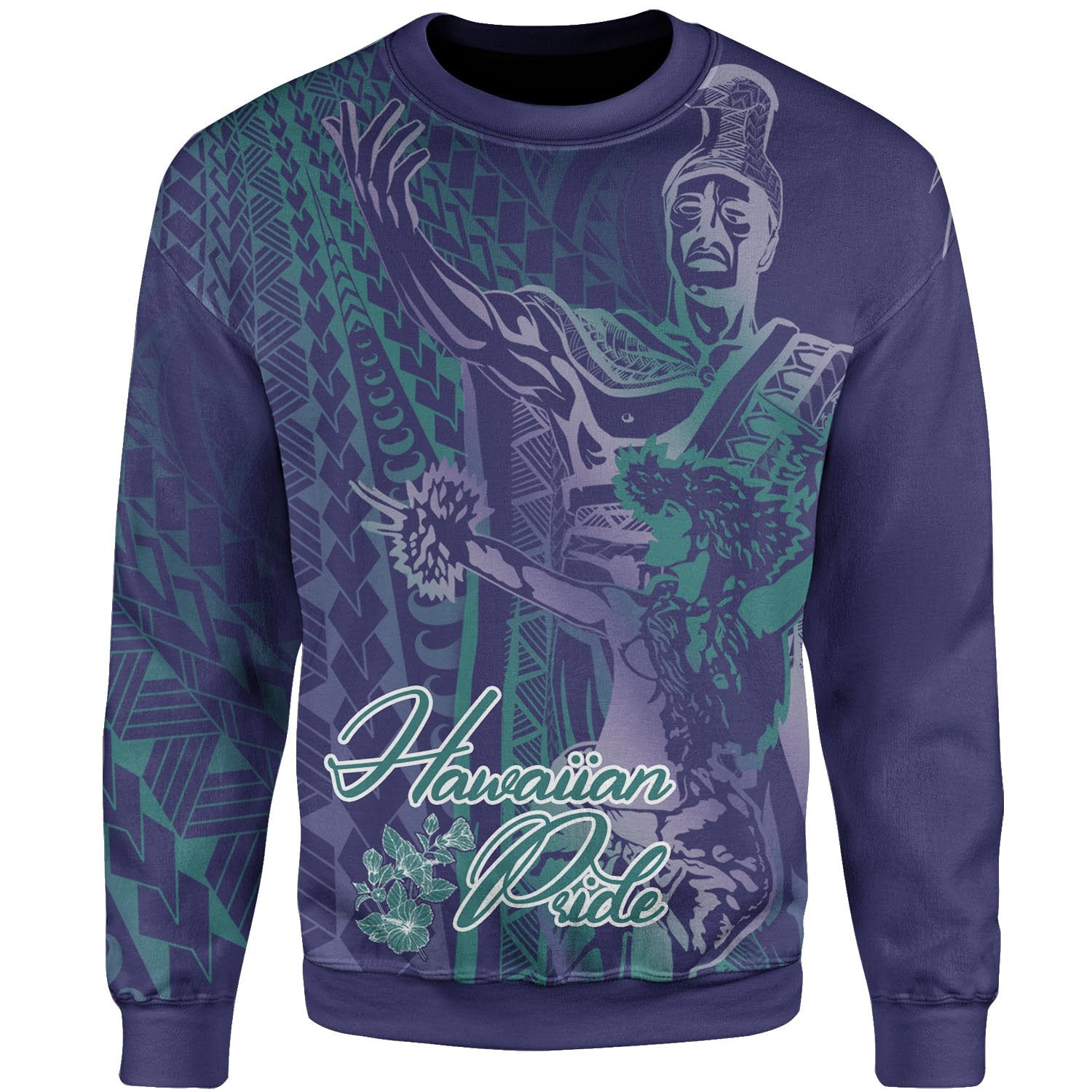 Hawaii Sweatshirt - King Of Hawaii With Hawaiian Girls Purple Version Unisex Purple - Polynesian Pride