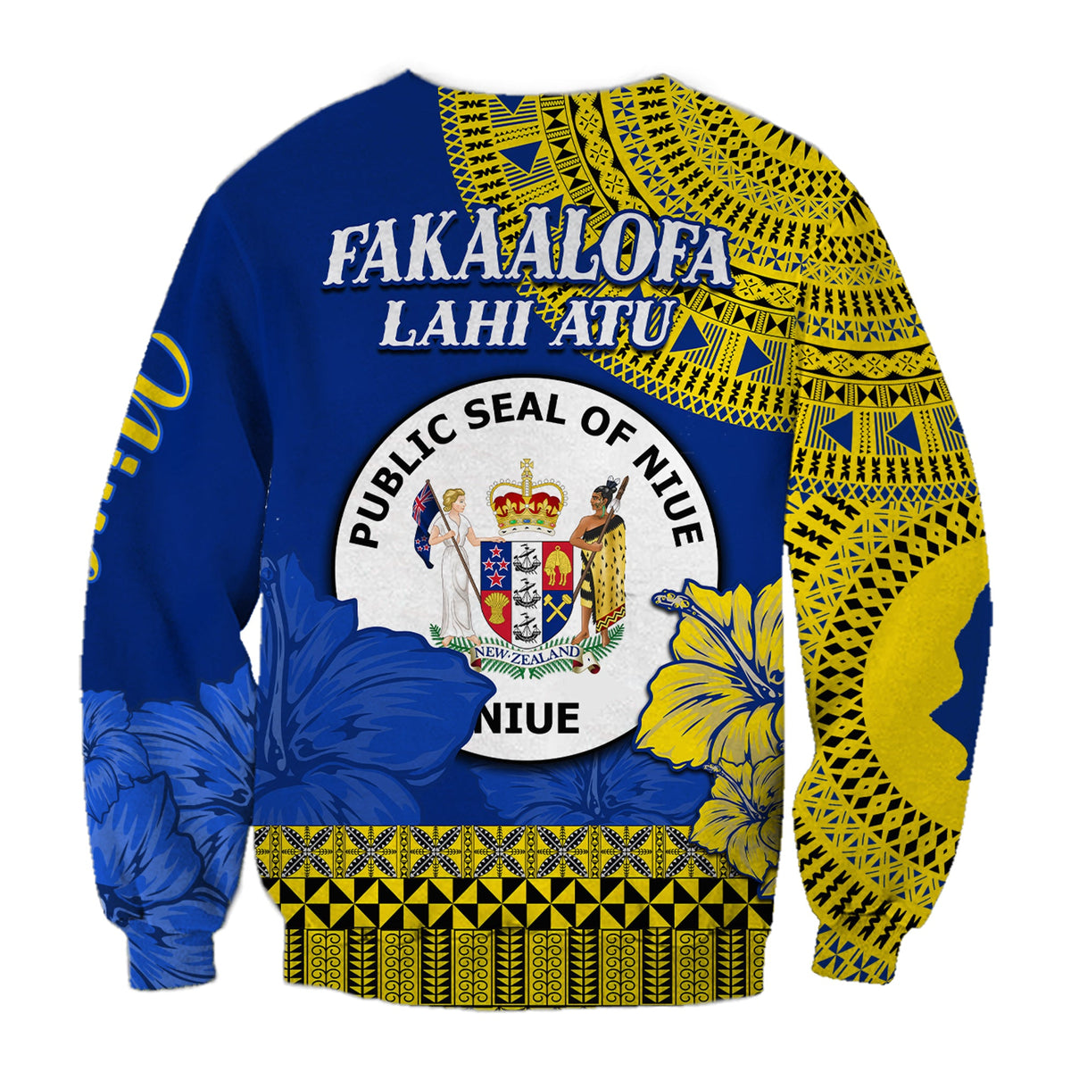 Niue Hiapo Sweatshirt Rock of Polynesia Tapa Niuean Crab Happy Day LT13 - Polynesian Pride