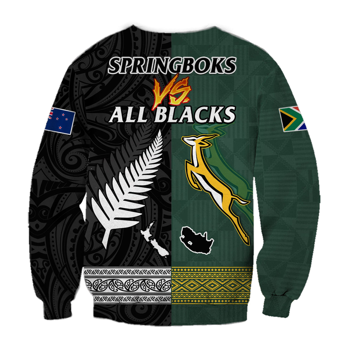 South Africa Protea and New Zealand Fern Sweatshirt Rugby Go Springboks vs All Black LT13 - Polynesian Pride
