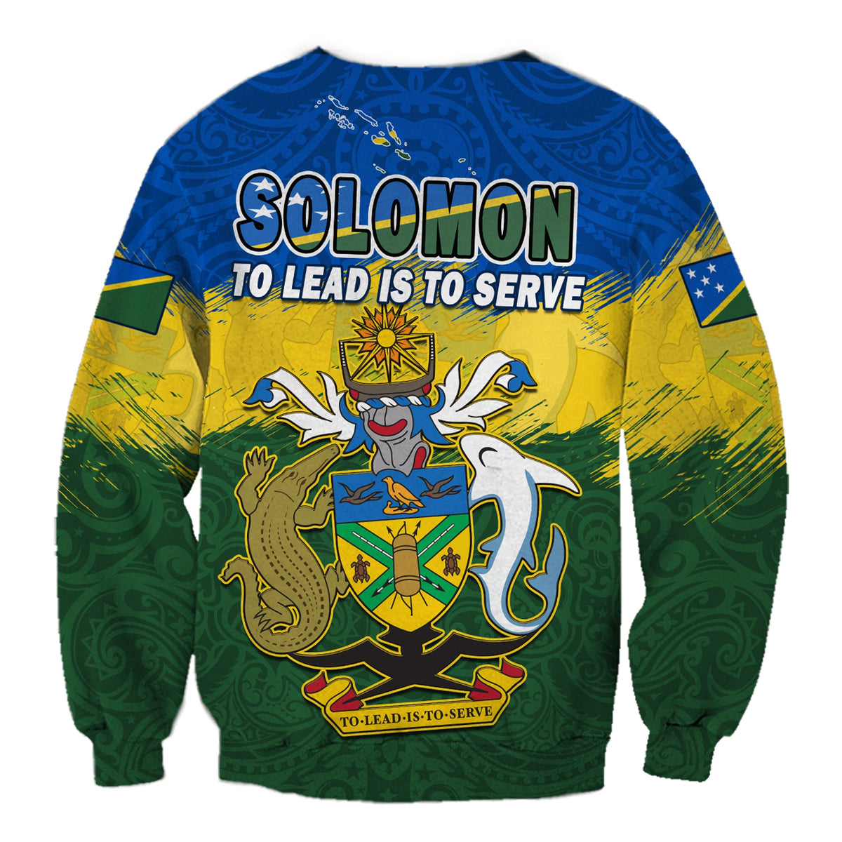 Solomon Islands Sweatshirt Happy 44th Independence Anniversary Polynesian Pattern LT14 - Polynesian Pride