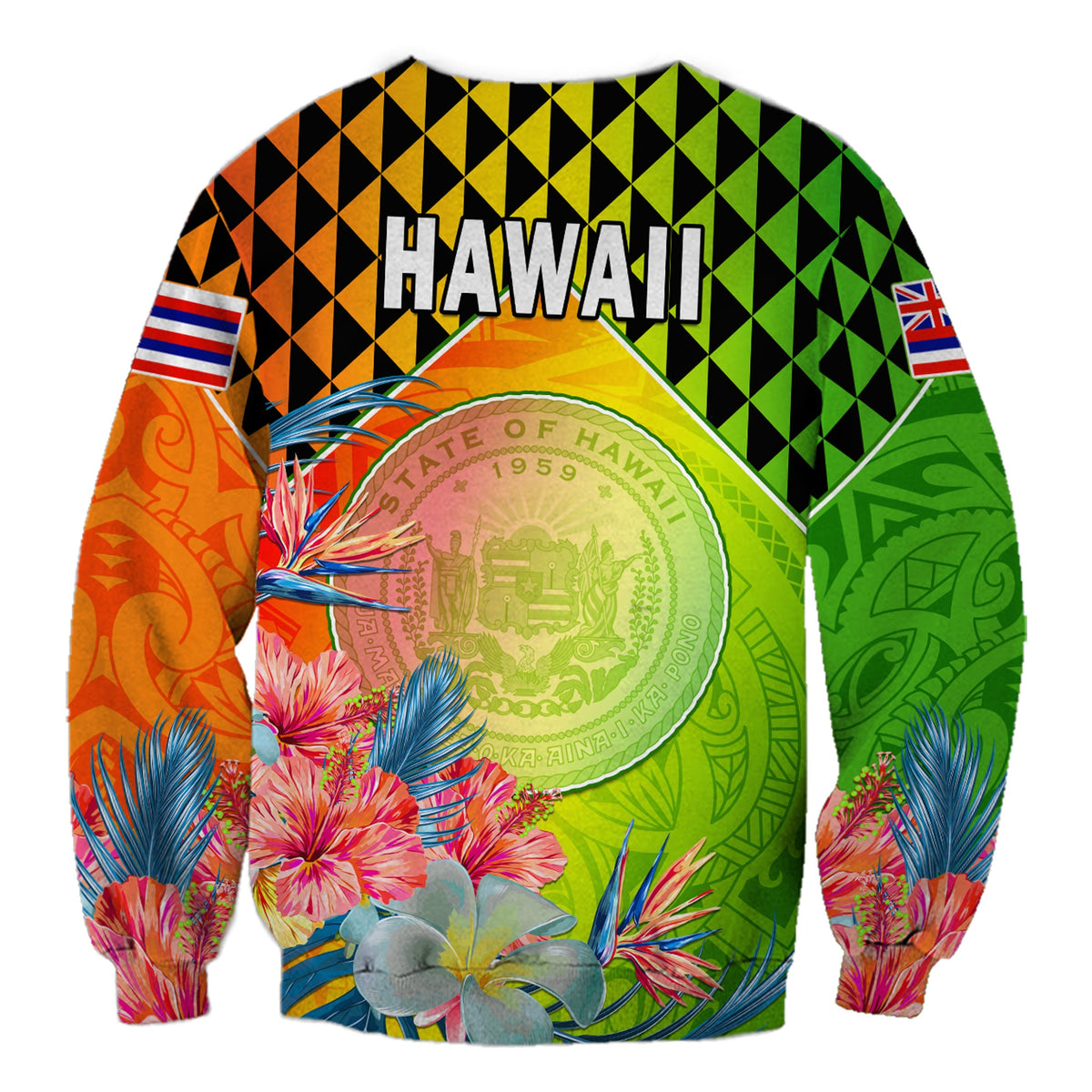 Happy Hawaii Fathers Day Sweatshirt Hawaiian Tribal Kanaka Maoli Hibiscus LT14 - Polynesian Pride