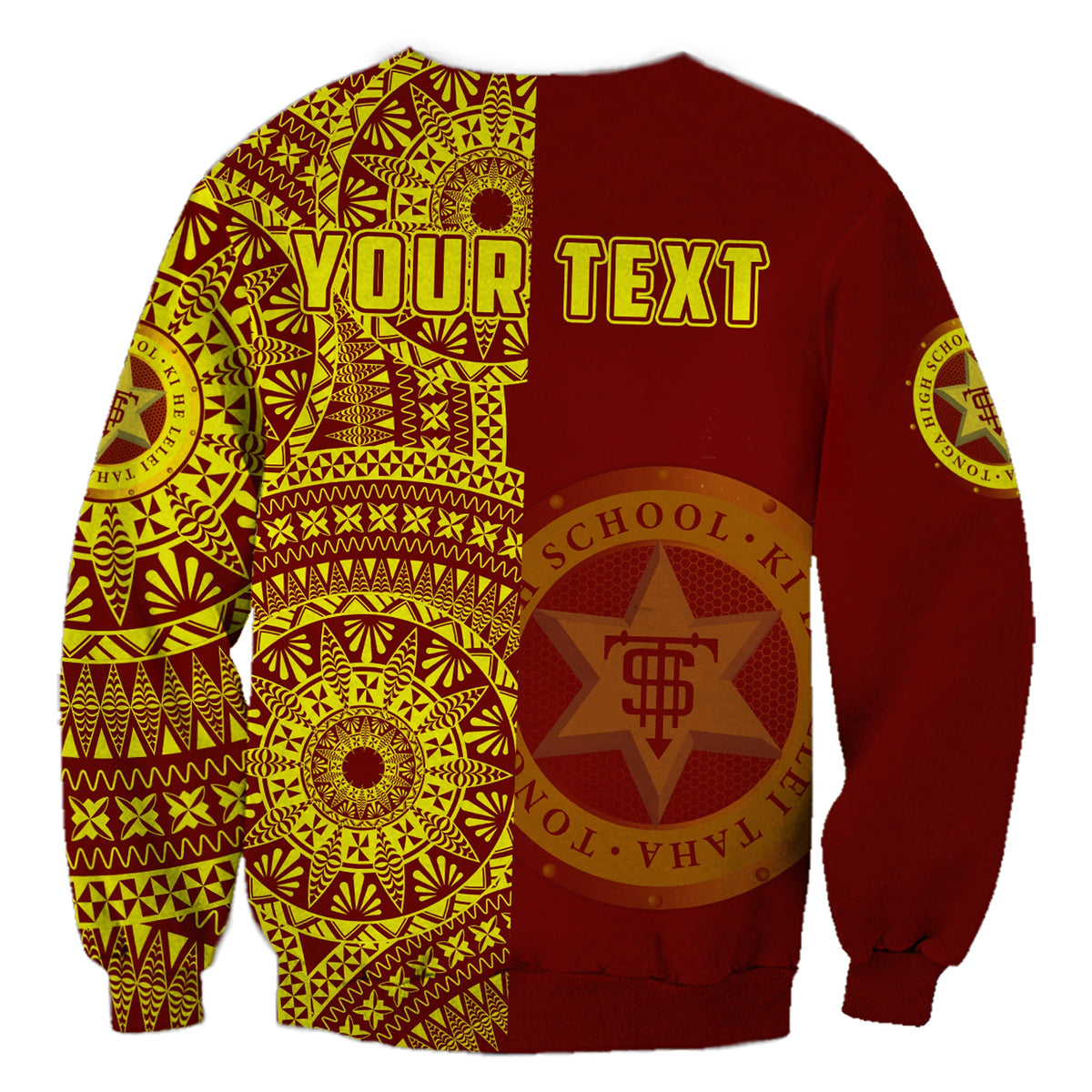 (Custom Personalised) Tonga High School Sweatshirt Tongan Ngatu Pattern LT14 - Polynesian Pride