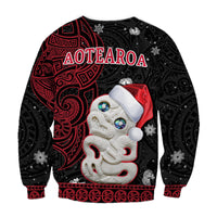 New Zealand Christmas Sweatshirt Hei Tiki Red Pohutukawa Meri Kirihimete LT14 - Polynesian Pride