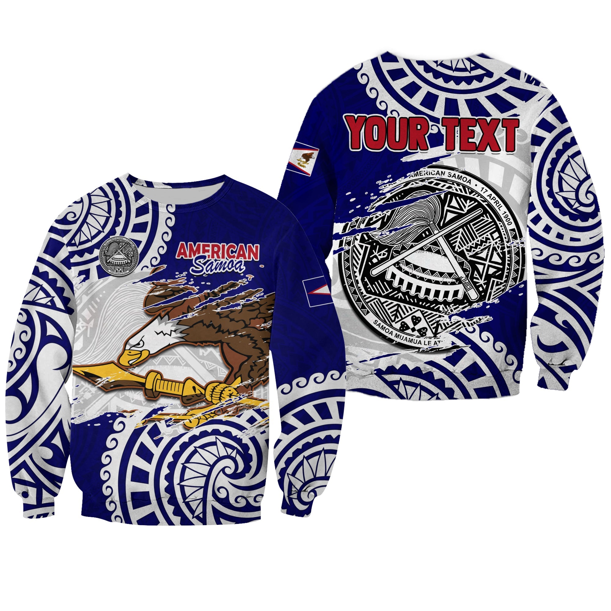 (Custom Personalised) American Samoa Independence Day Sweatshirt Polynesian Special Version LT14 Unisex Blue - Polynesian Pride