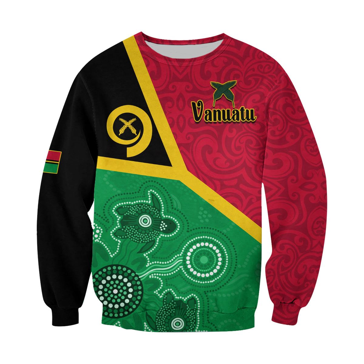 (Custom Personalised) Vanuatu Sweatshirt Aboriginal Turtle Mix Sand Drawing LT13 - Polynesian Pride