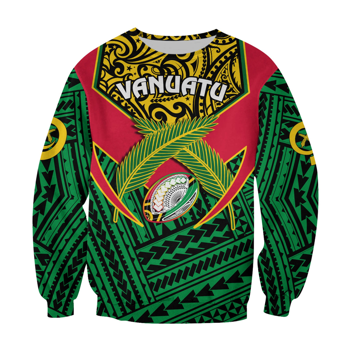 (Custom Personalised) Vanuatu Rugby Sweatshirt Coat Of Arms Polynesian Pattern LT14 - Polynesian Pride