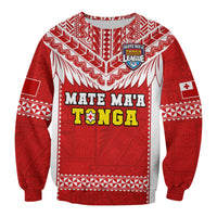 Tonga Rugby Sweatshirt Mate Maa Tonga Pacific Ngatu White LT14 Unisex Red - Polynesian Pride