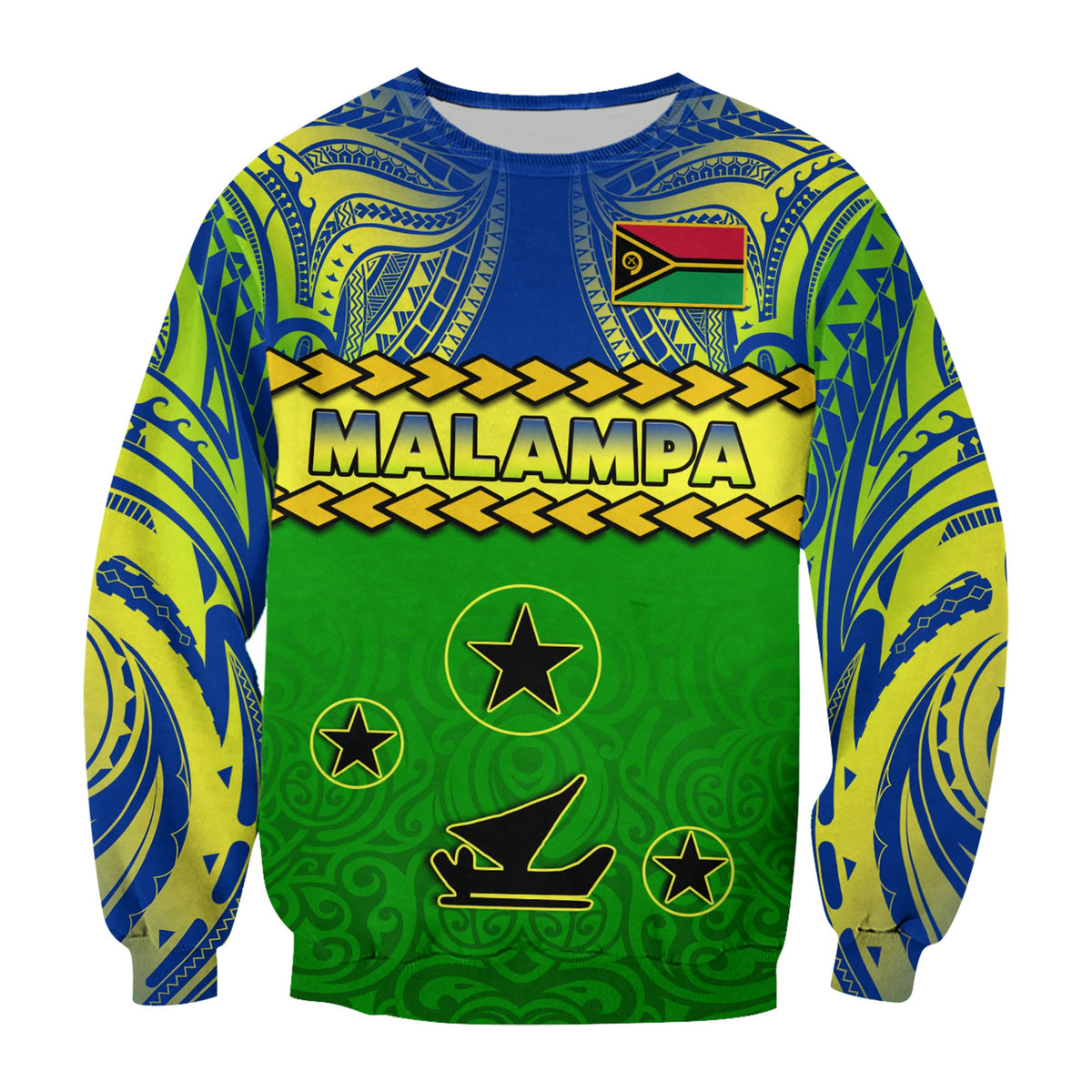 Malampa Province Sweatshirt Vanuatu Pig Tusk Polynesian Flag Style LT14 Unisex Green - Polynesian Pride