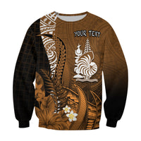 (Custom Personalised) New Caledonia Sweatshirt Nautilus Gold Polynesian Hibiscus LT13 - Polynesian Pride
