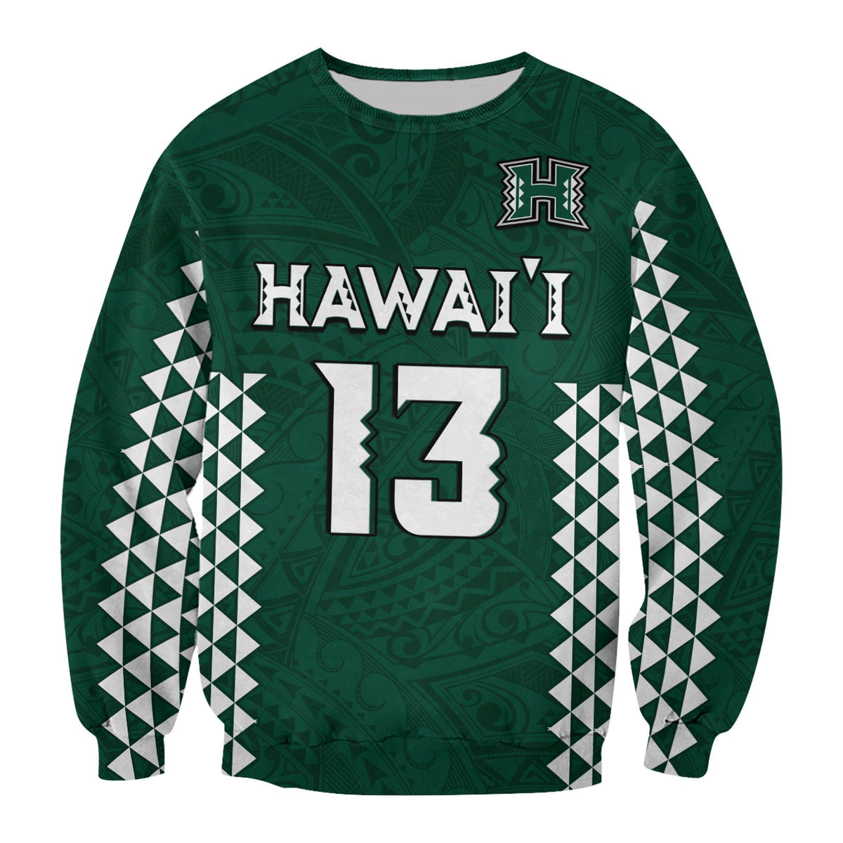(Custom Text and Number) Hawaii Football Sweatshirt Kakau Warrior Be Stronger LT13 - Polynesian Pride