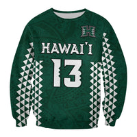 (Custom Text and Number) Hawaii Football Sweatshirt Kakau Warrior Be Stronger LT13 - Polynesian Pride