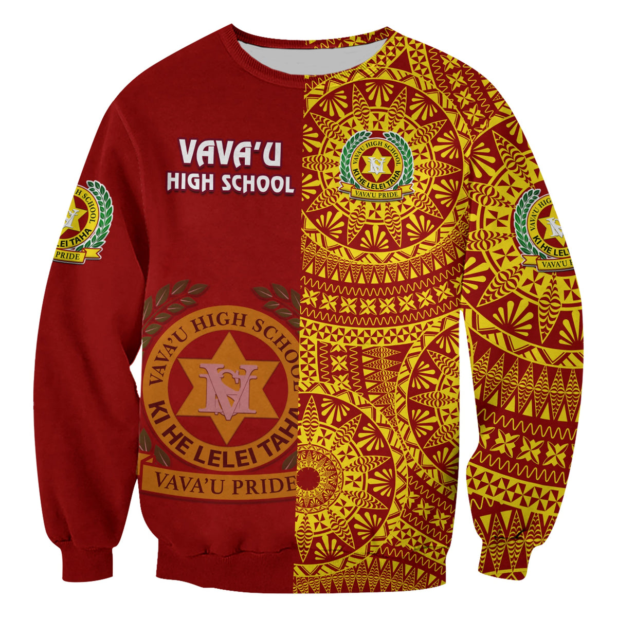 (Custom Personalised) Tonga Vavau High School Sweatshirt Tongan Ngatu Pattern LT14 - Polynesian Pride