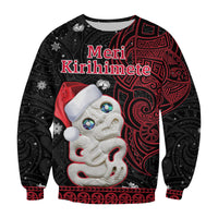 New Zealand Christmas Sweatshirt Hei Tiki Red Pohutukawa Meri Kirihimete LT14 Unisex Red - Polynesian Pride