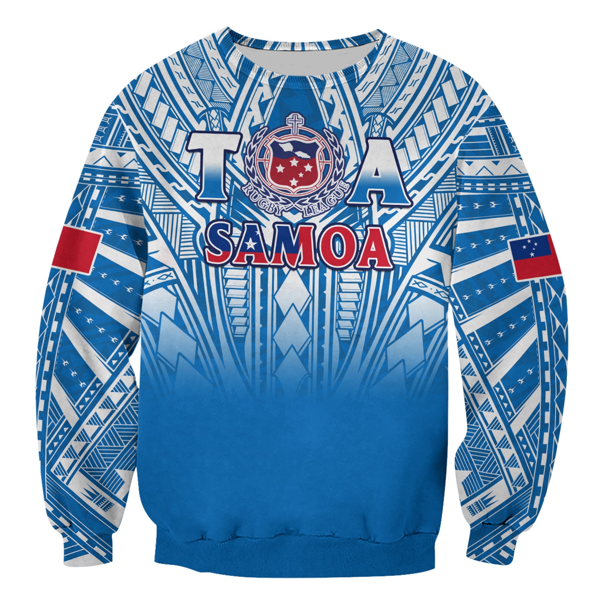 Samoa Rugby Sweatshirt Toa Samoa Polynesian Pacific Blue Version LT14 Unisex Blue - Polynesian Pride