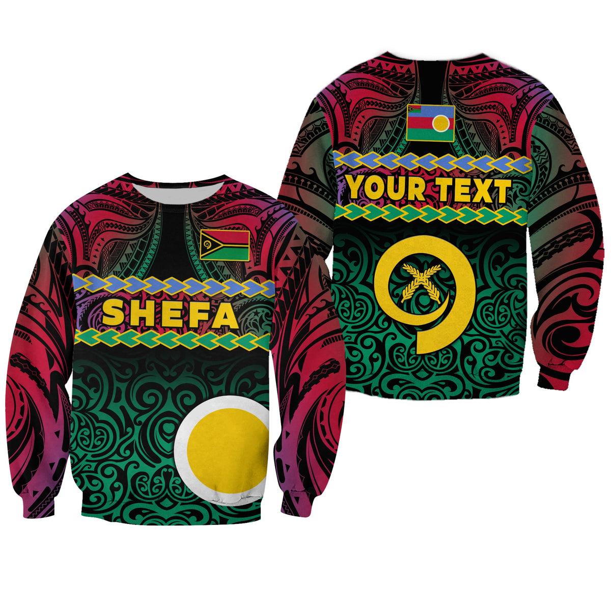 (Custom Personalised) Shefa Province Sweatshirt Vanuatu Pig Tusk Polynesian Flag Style LT14 Unisex Black - Polynesian Pride