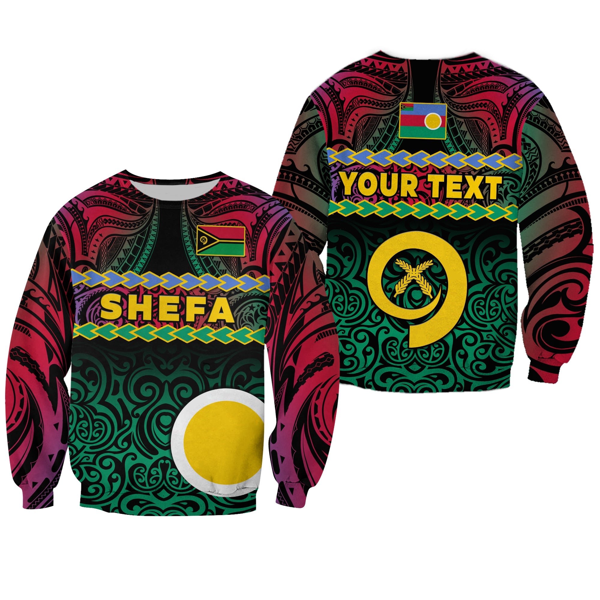 (Custom Personalised) Shefa Province Sweatshirt Vanuatu Pig Tusk Polynesian Flag Style LT14 Unisex Black - Polynesian Pride