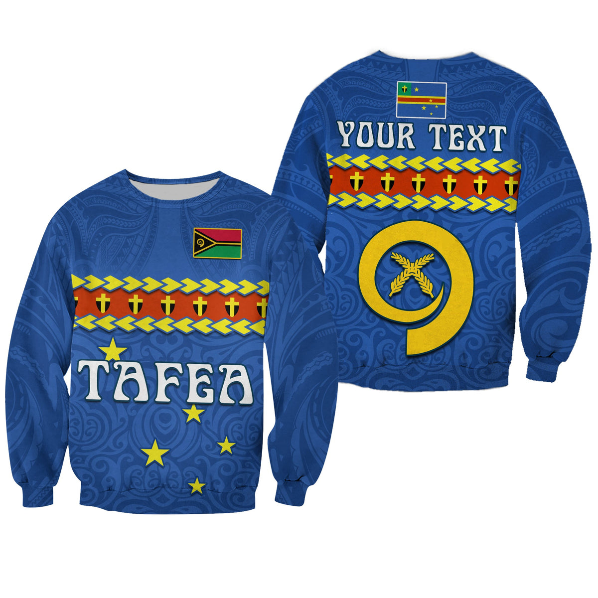 (Custom Personalised) Tafea Province Sweatshirt Vanuatu Pig Tusk Polynesian Flag Style LT14 Unisex Blue - Polynesian Pride