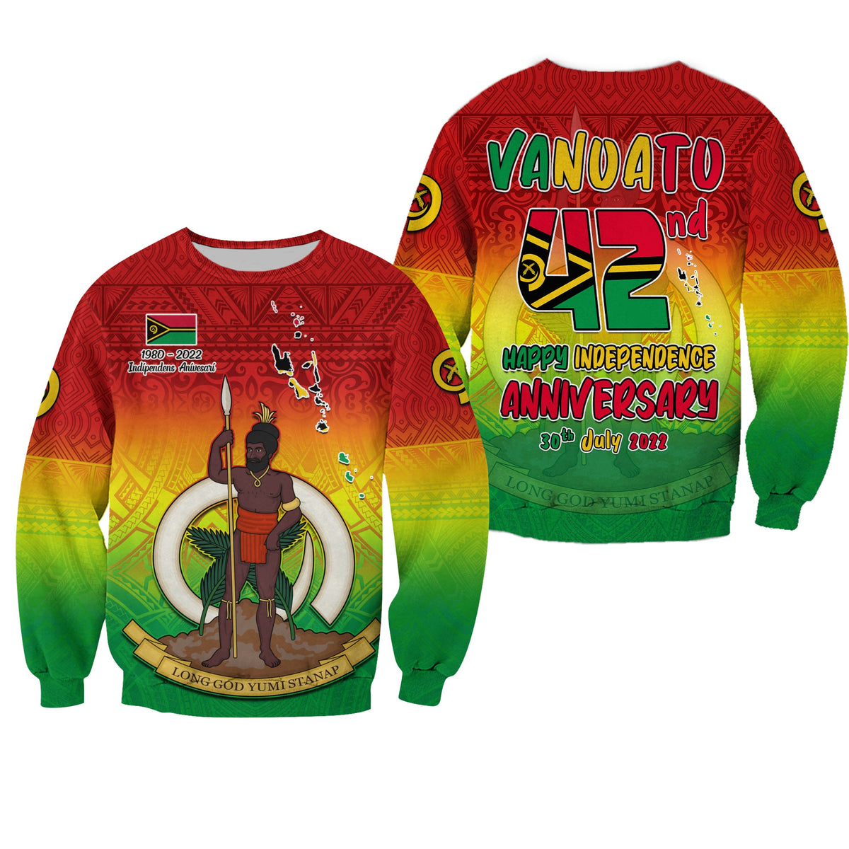 Vanuatu Independence Day Sweatshirt 42nd Anniversary Yumi Yumi Yumi LT13 Unisex Red - Polynesian Pride