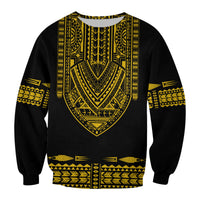 (Custom Personalised) Polynesian Sweatshirt Dashiki With Polynesian Tattoo Royal Golden Version LT14 - Polynesian Pride