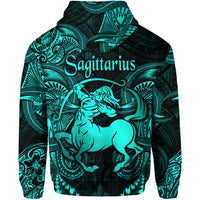 Sagittarius Zodiac Polynesian Zip Hoodie Unique Style Turquoise LT8 - Polynesian Pride