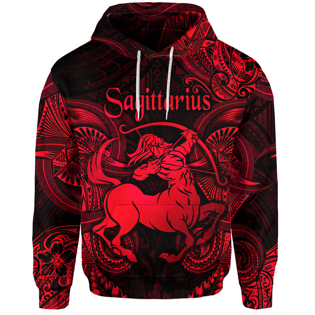 Custom Sagittarius Zodiac Polynesian Hoodie Unique Style Red LT8 - Polynesian Pride