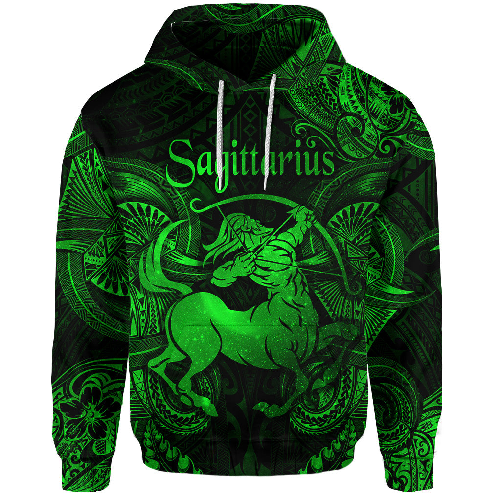 Custom Sagittarius Zodiac Polynesian Hoodie Unique Style Green LT8 - Polynesian Pride