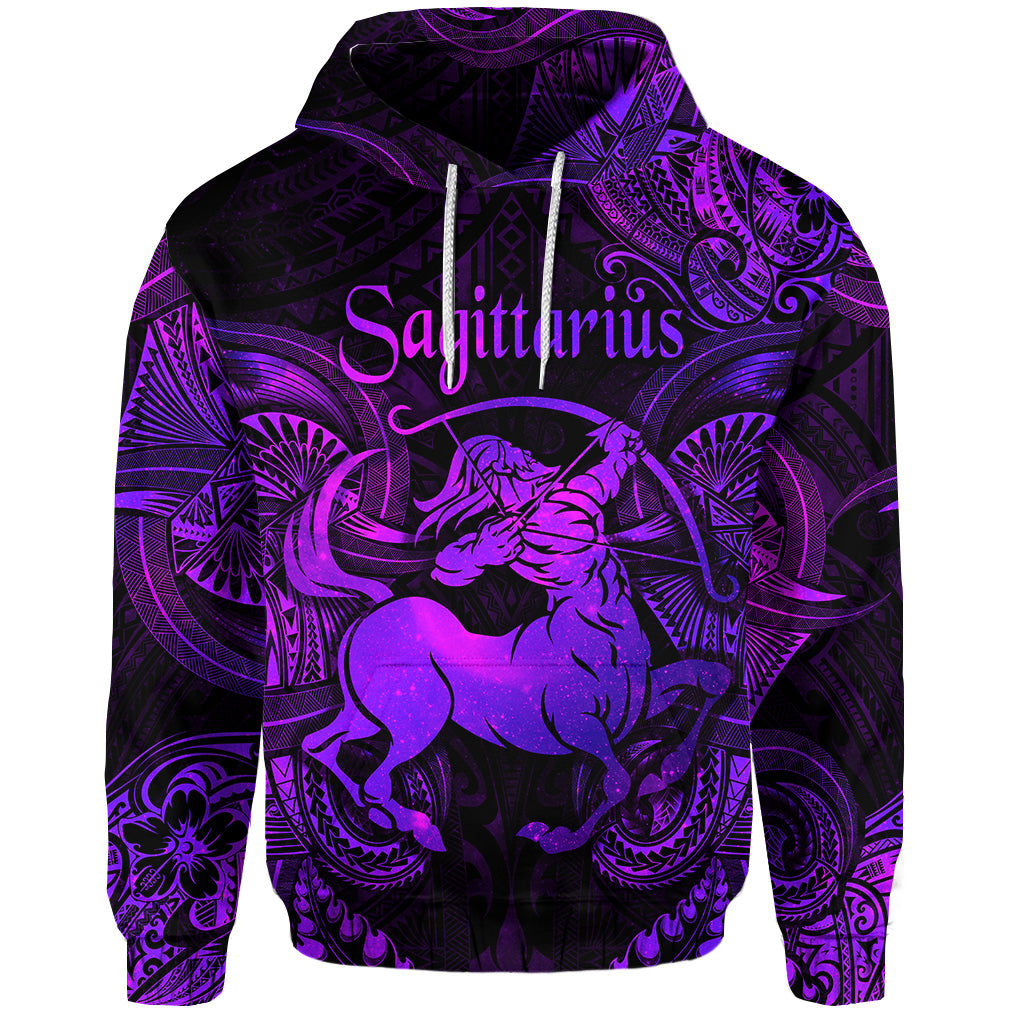 Custom Sagittarius Zodiac Polynesian Hoodie Unique Style Purple LT8 - Polynesian Pride