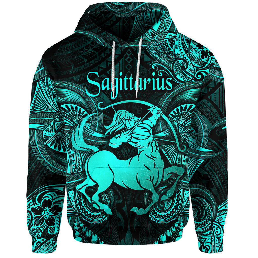 Custom Sagittarius Zodiac Polynesian Hoodie Unique Style Turquoise LT8 - Polynesian Pride