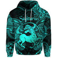 Custom Sagittarius Zodiac Polynesian Hoodie Unique Style Turquoise LT8 - Polynesian Pride