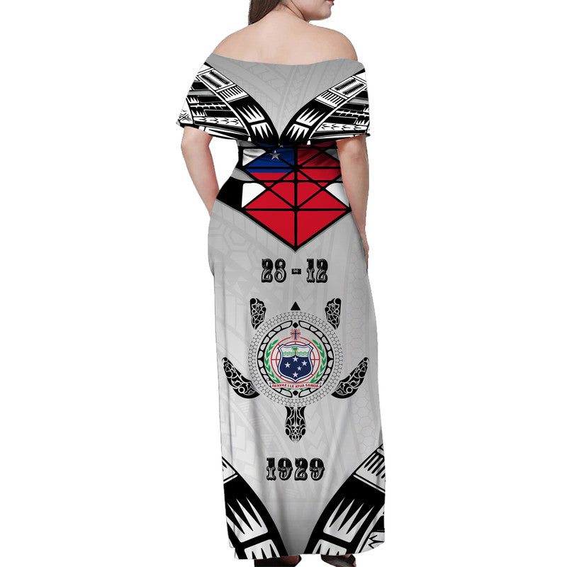 Samoa Black Saturday Women Off Shoulder Long Dress 28 Dec 1929 Visual Arts LT9 - Polynesian Pride