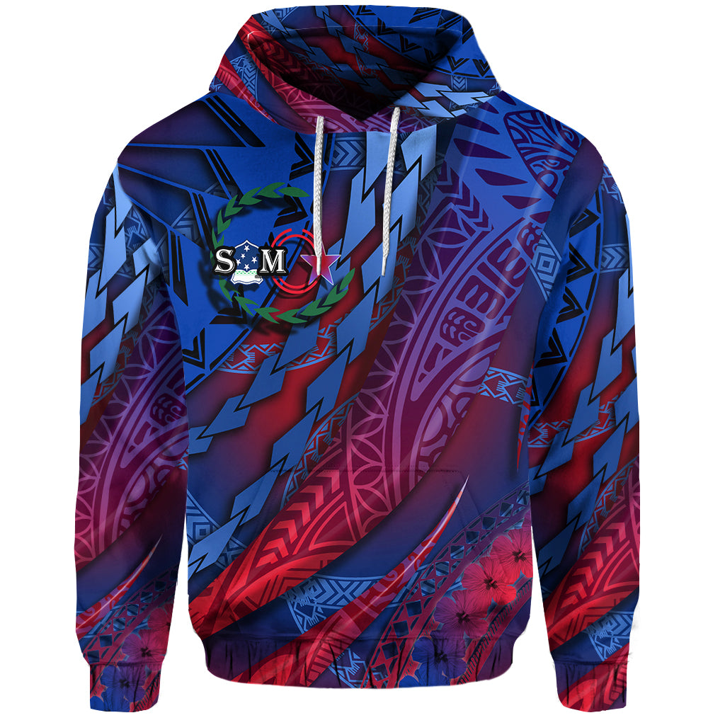 Custom Samoa Hoodie Artsy Style Mixed Blue LT9 Hoodie Mixed Blue - Polynesian Pride