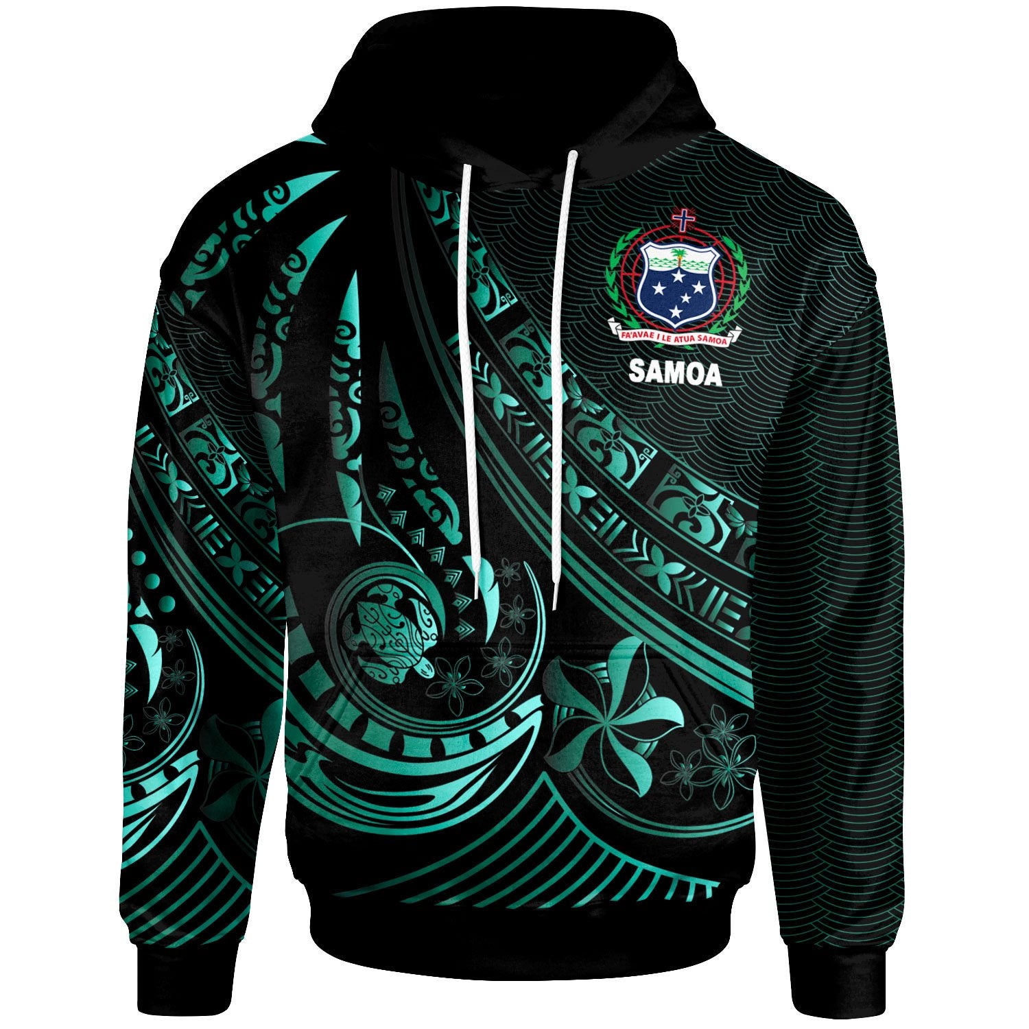 Samoa Hoodie The Flow of The Ocean Green - Polynesian Pride