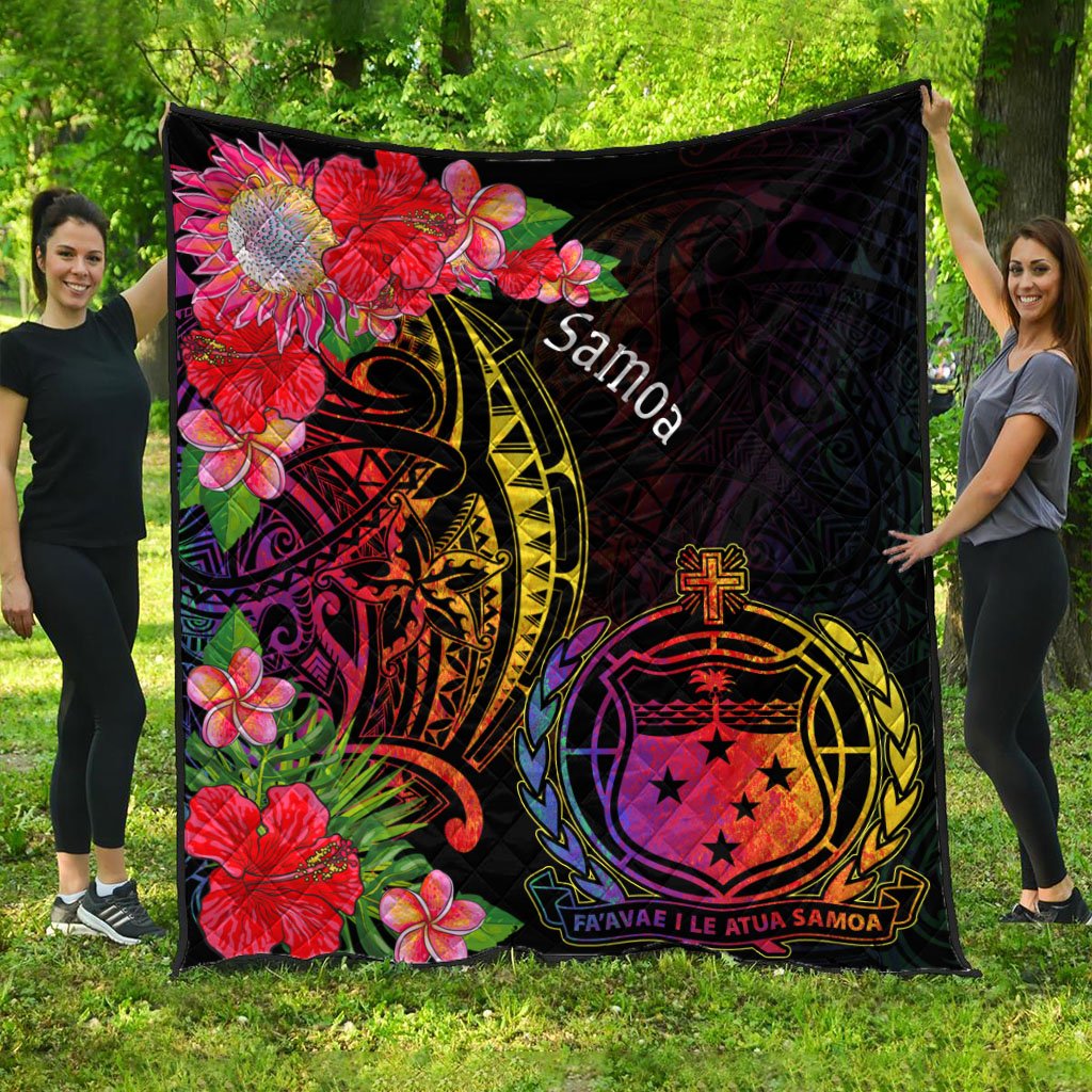 Samoa Premium Quilt - Tropical Hippie Style Black - Polynesian Pride